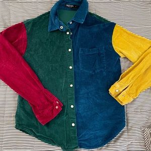 NASTY GAL Colorblock Retro Long Sleeve Shirt